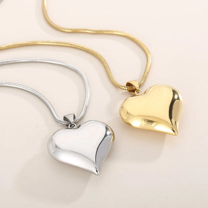 Wholesale Jewelry Korean Style Heart Shape Titanium Steel 18K Gold Plated Plating Pendant Necklace