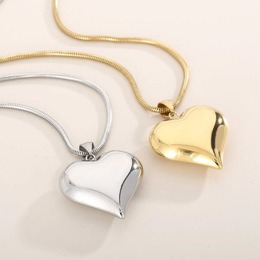 Wholesale Jewelry Korean Style Heart Shape Titanium Steel 18K Gold Plated Plating Pendant Necklace