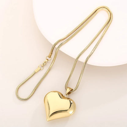 Wholesale Jewelry Korean Style Heart Shape Titanium Steel 18K Gold Plated Plating Pendant Necklace