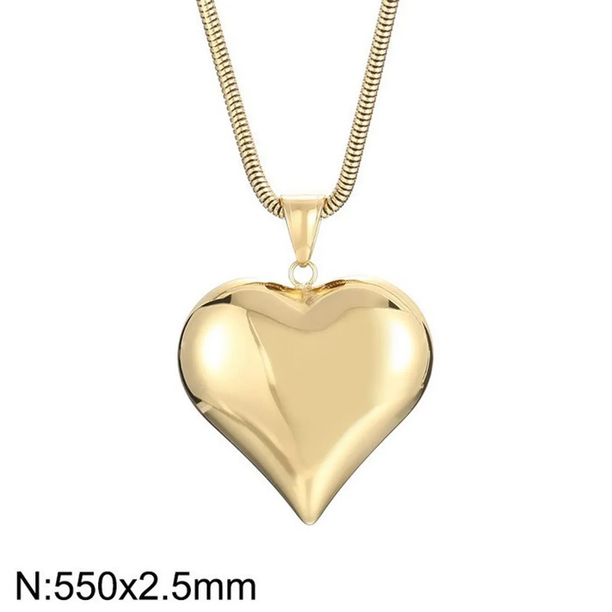 Wholesale Jewelry Korean Style Heart Shape Titanium Steel 18K Gold Plated Plating Pendant Necklace