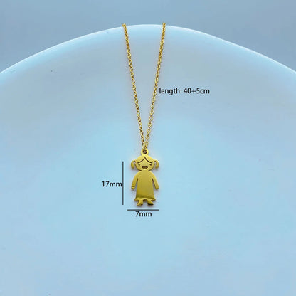 Wholesale Lady Cartoon Character Stainless Steel Titanium Steel Gold Plated Pendant Necklace