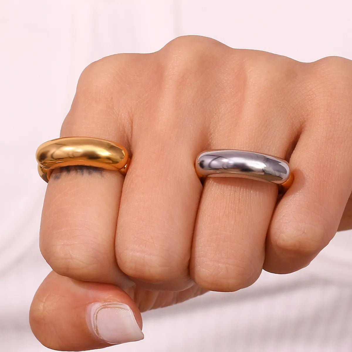 Lady Geometric Stainless Steel Plating Rings