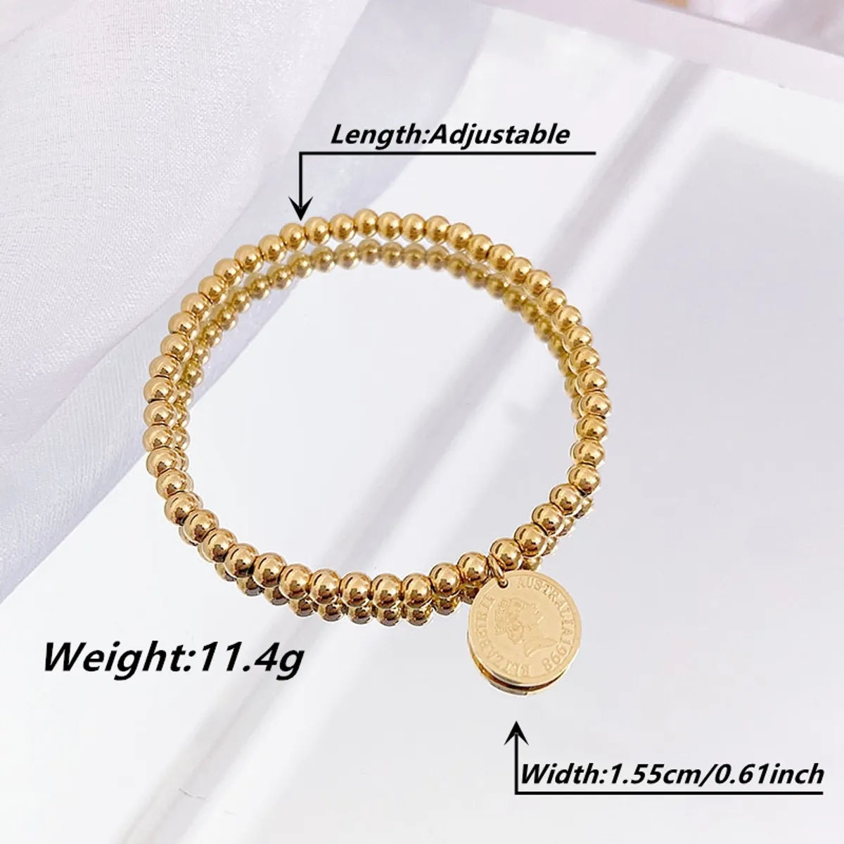 Lady Portrait Stainless Steel Beaded Plating 18k Gold Plated Bracelets