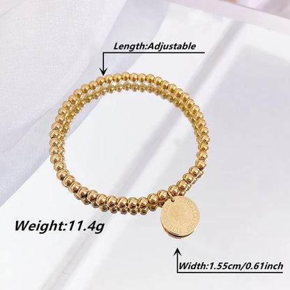 Lady Portrait Stainless Steel Beaded Plating 18k Gold Plated Bracelets