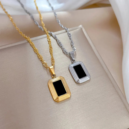 Wholesale Lady Rectangle Titanium Steel Pendant Necklace