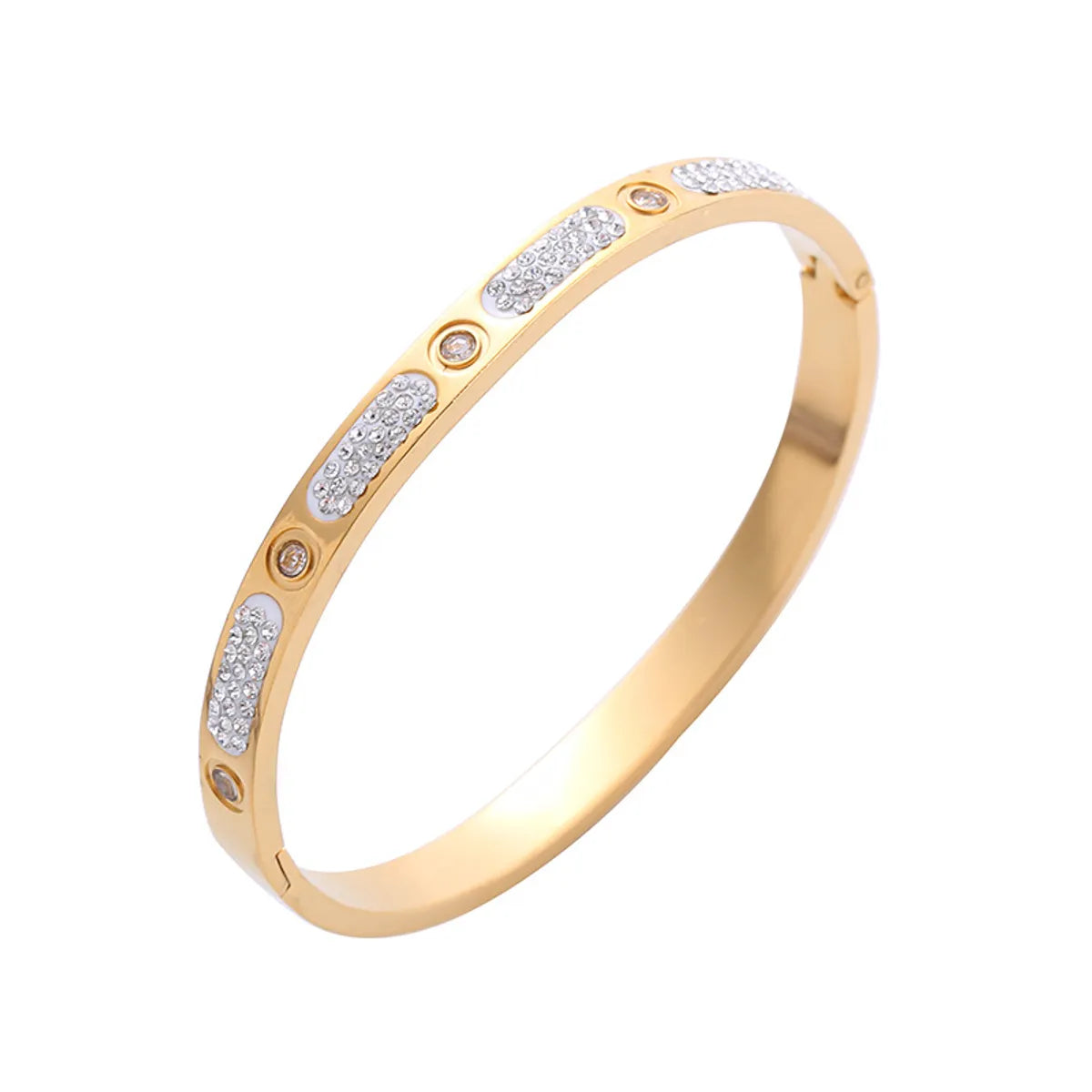 Wholesale Lady Solid Color Stainless Steel 18k Gold Plated Zircon Bangle