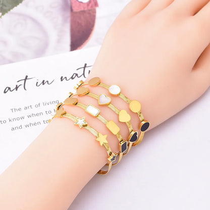 Wholesale Lady Star Heart Shape Titanium Steel Shell Bracelets