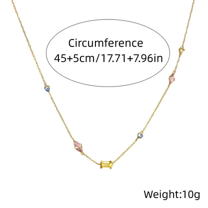 Wholesale Luxurious Classic Style Geometric Freshwater Pearl Titanium Steel Plating Inlay Gold Plated Silver Plated Zircon Necklace