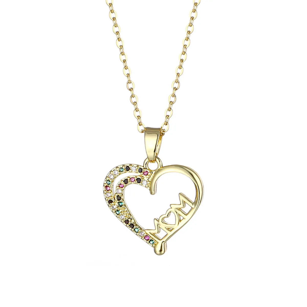 Wholesale Mama Modern Style Letter Heart Shape Stainless Steel Titanium Steel 18k Gold Plated Gold Plated Zircon Pendant Necklace