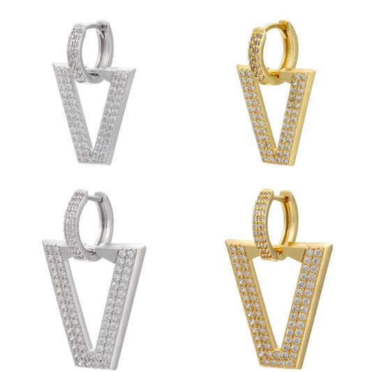 Wholesale Micro-studded Zircon Earrings Inverted Triangle Earrings Gooddiy