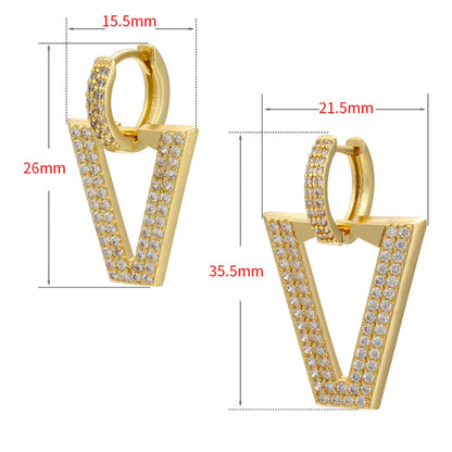 Wholesale Micro-studded Zircon Earrings Inverted Triangle Earrings Gooddiy