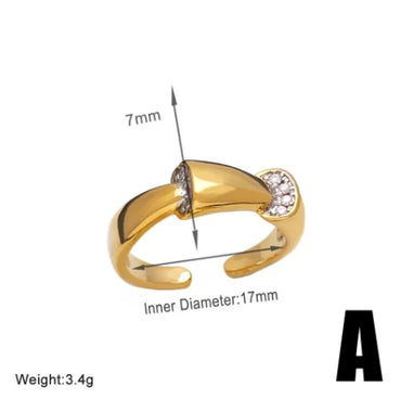 Wholesale Modern Style Simple Style Flower Copper Plating Inlay 18K Gold Plated Zircon Rings