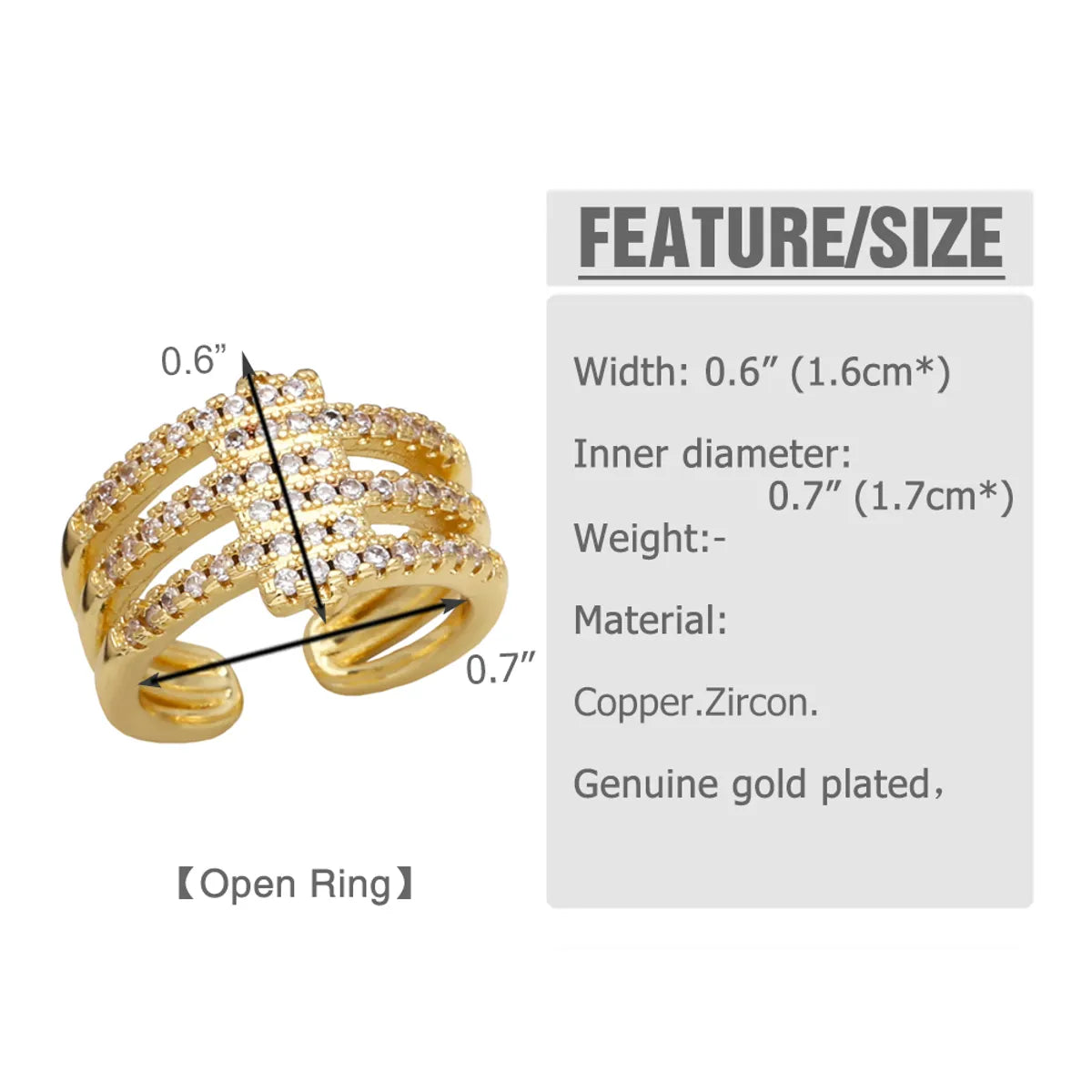 Wholesale Modern Style Simple Style Geometric Copper Plating Inlay 18K Gold Plated Artificial Pearls Zircon Rings