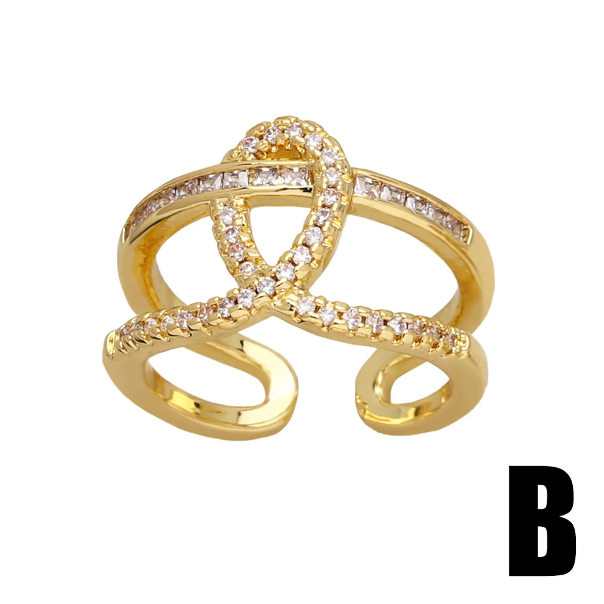 Wholesale Modern Style Simple Style Geometric Copper Plating Inlay 18K Gold Plated Artificial Pearls Zircon Rings