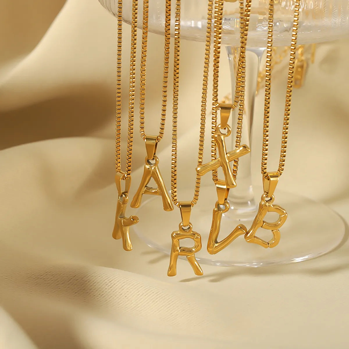 Wholesale Modern Style Simple Style Letter Stainless Steel Plating 18k Gold Plated Pendant Necklace