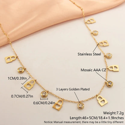 Wholesale Modern Style Simple Style Letter Stainless Steel Plating Inlay Gold Plated Zircon Necklace