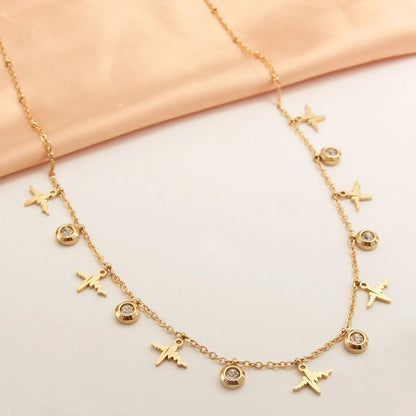 Wholesale Modern Style Simple Style Letter Stainless Steel Plating Inlay Gold Plated Zircon Necklace