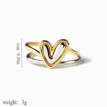 Wholesale Modern Style Solid Color Heart Shape Copper Asymmetrical Irregular Rings