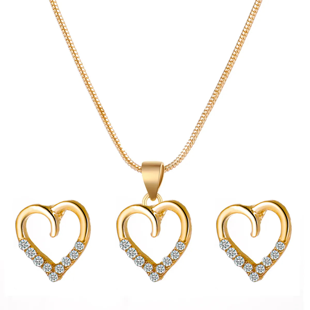 Wholesale New Diamond Heart Pendent Necklace Earrings Set Gooddiy