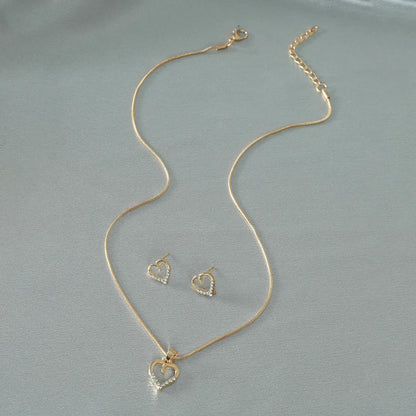 Wholesale New Diamond Heart Pendent Necklace Earrings Set Gooddiy