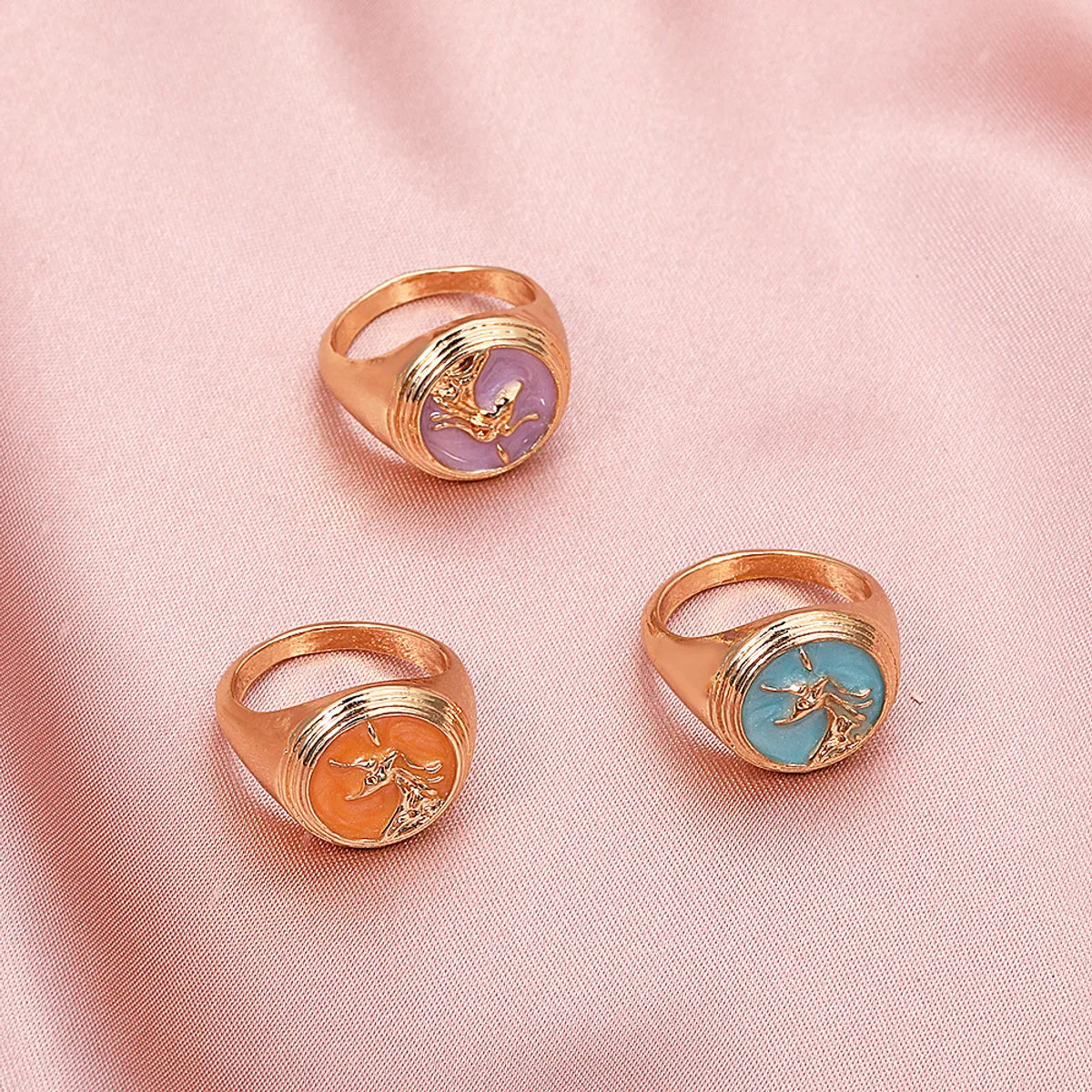 Wholesale New Geometric Creative Dog Deer Pattern Ring Gooddiy