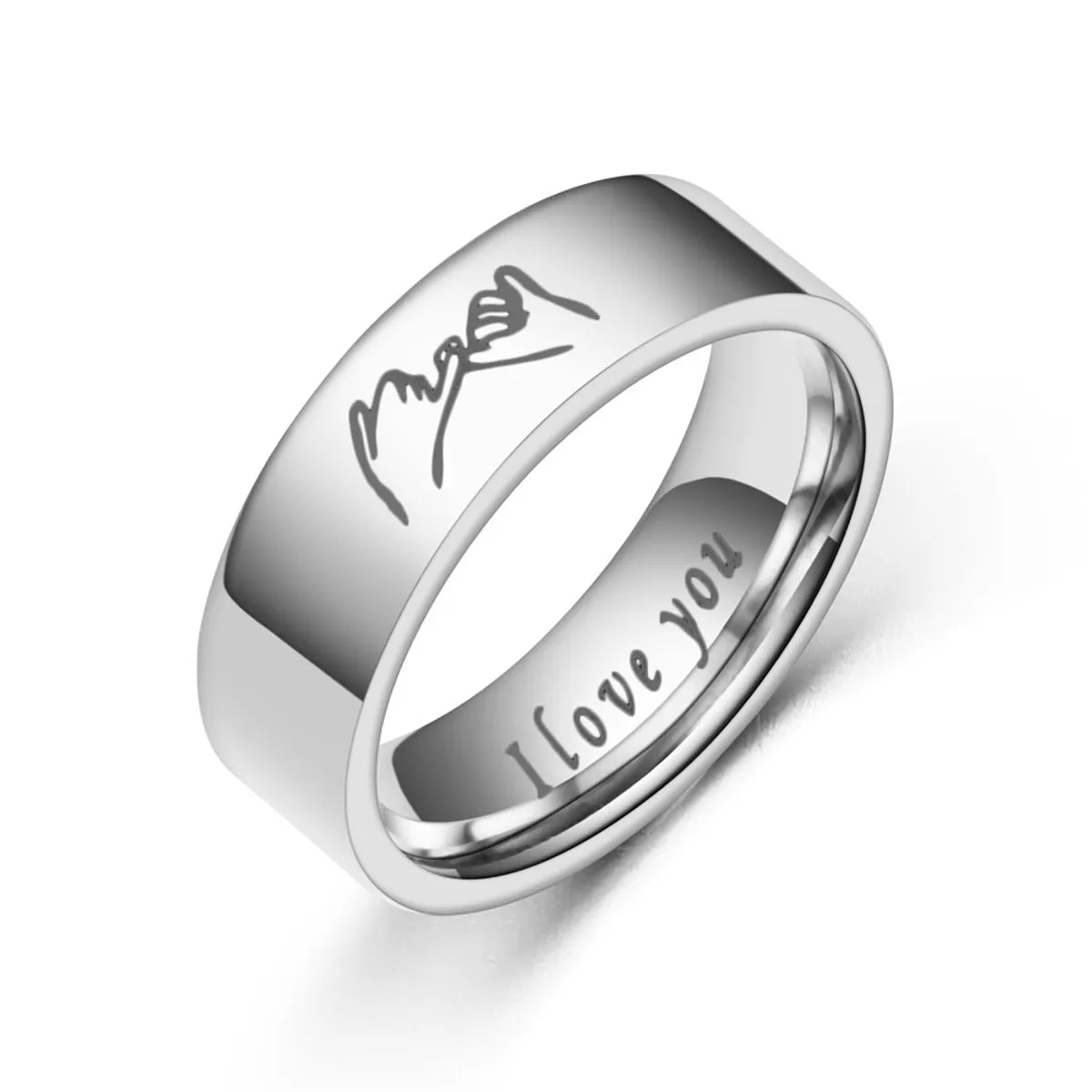 Wholesale New Lettering Hand In Hand Pattern Stainless Steel Couple Ring Gooddiy