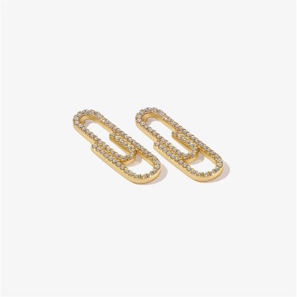 Wholesale New Style Mini Paper Clip Diamond Stud Earrings Nihaojewelry