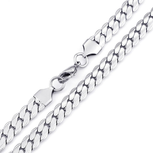 Wholesale New Style Titanium Steel Fashion Necklace With Chain Crimping Flat Chain