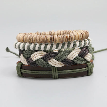 Wholesale Personality Woven Multilayer Hemp Rope Bracelet Bracelet Simple Diy 4-piece Leather Bracelet