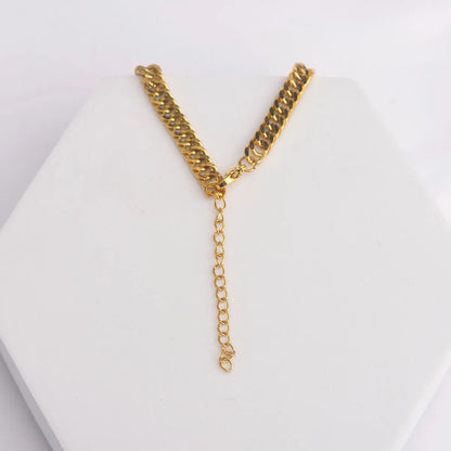 Punk Waves Stainless Steel Plating 18k Gold Plated Necklace