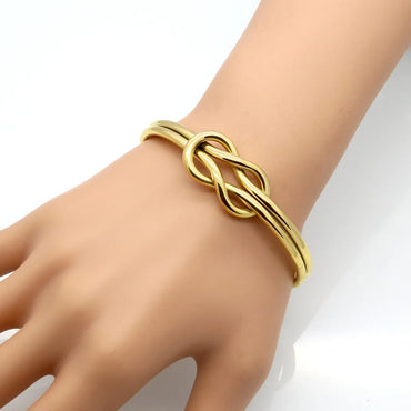 Retro Bow Knot 304 Stainless Steel Titanium Steel 18K Gold Plated Bangle In Bulk