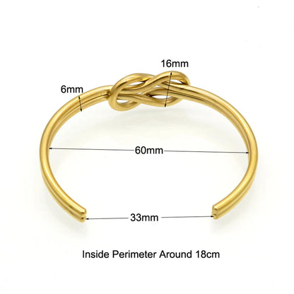 Retro Bow Knot 304 Stainless Steel Titanium Steel 18K Gold Plated Bangle In Bulk