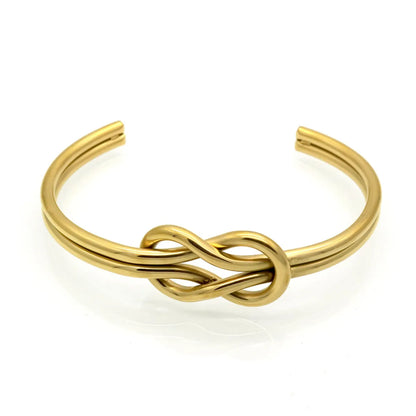 Retro Bow Knot 304 Stainless Steel Titanium Steel 18K Gold Plated Bangle In Bulk