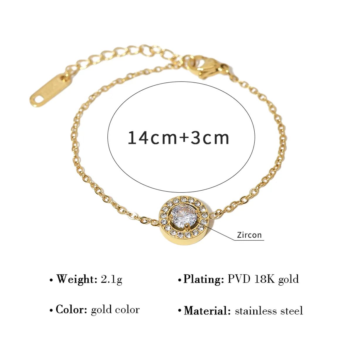 Wholesale Retro Circle Round Stainless Steel Titanium Steel Plating Inlay 18k Gold Plated Zircon Bracelets