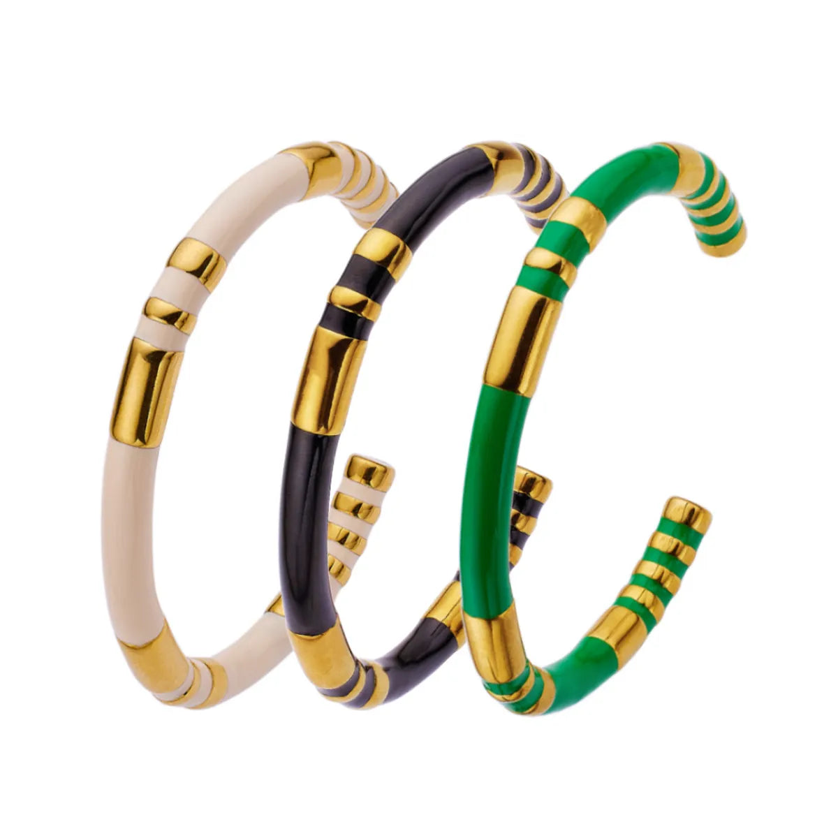 Wholesale Retro Color Block Titanium Steel Plating Bangle