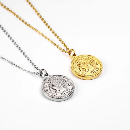 Wholesale Retro Commute Solid Color Titanium Steel Plating Gold Plated Pendant Necklace