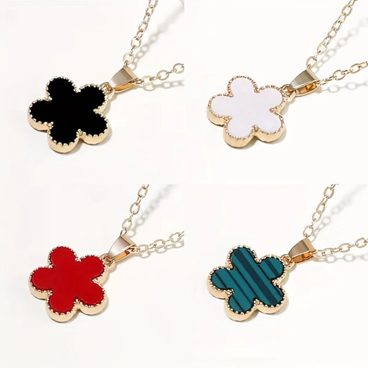 Wholesale Retro Flower Stainless Steel Plating Inlay Gold Plated Shell Pendant Necklace