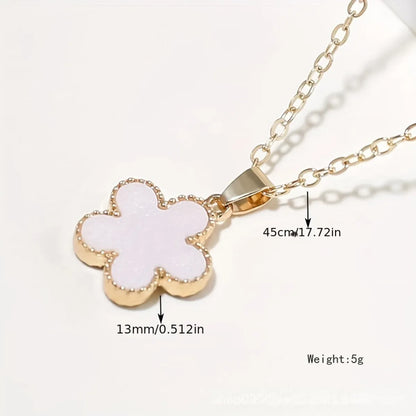 Wholesale Retro Flower Stainless Steel Plating Inlay Gold Plated Shell Pendant Necklace