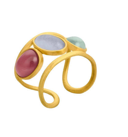 Wholesale Retro Geometric Copper Inlay Gem Open Rings