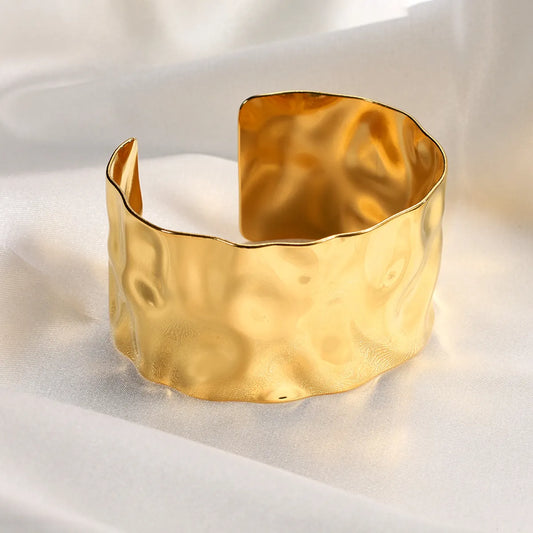 Retro Geometric Stainless Steel Plating 18k Gold Plated Bangle