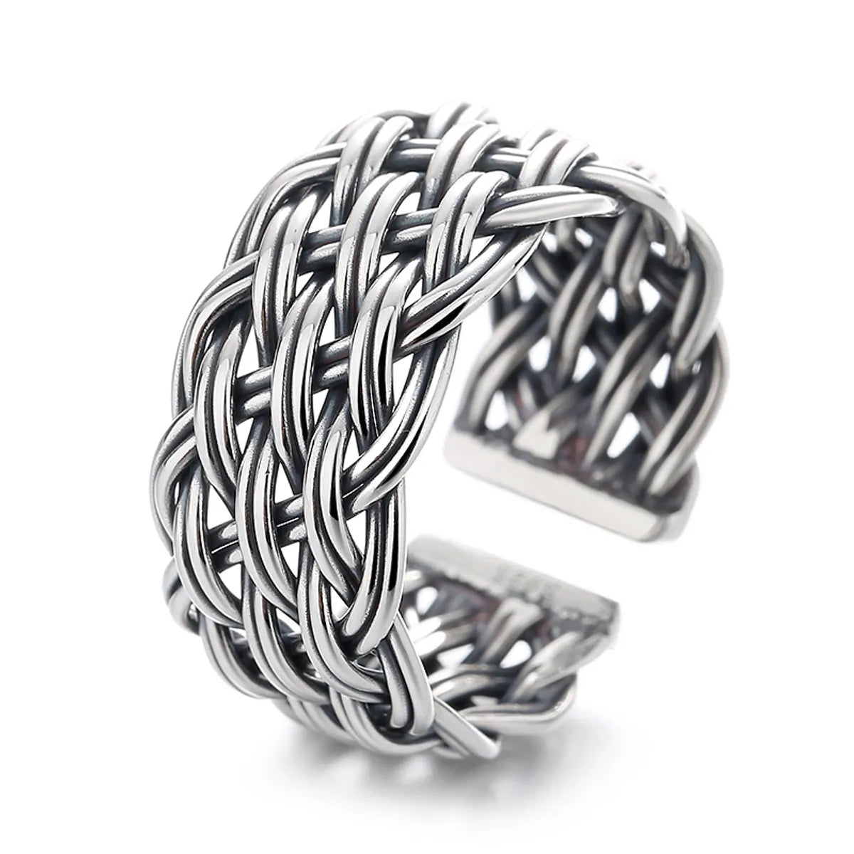 Wholesale Retro Geometric Sterling Silver Plating Open Ring