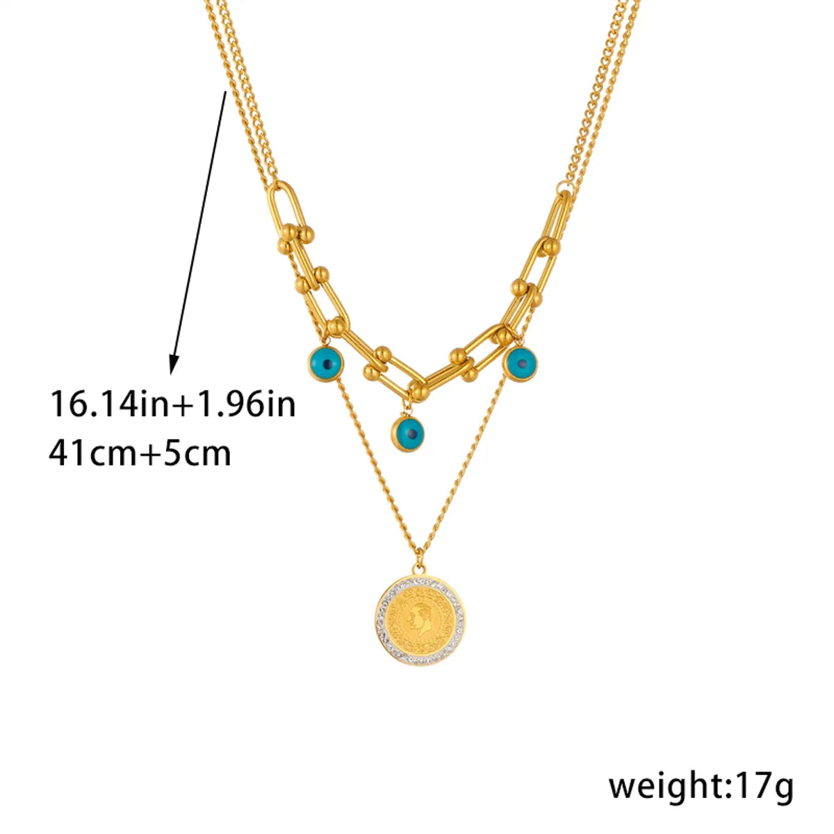 Wholesale Retro Geometric Titanium Steel Plating 18k Gold Plated Layered Necklaces