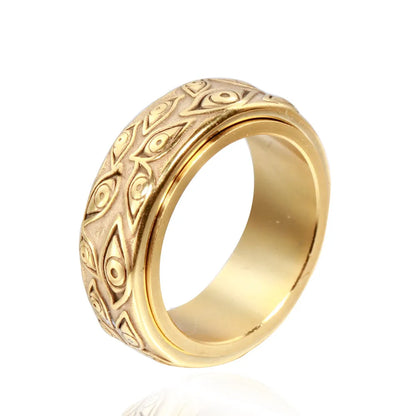 Retro Geometric Titanium Steel Polishing None 18K Gold Plated Men'S Rings