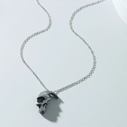 Wholesale Retro Half Head Skull Titanium Steel Necklace Gooddiy