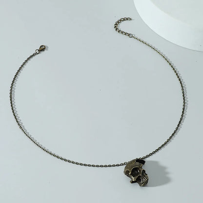 Wholesale Retro Half Head Skull Titanium Steel Necklace Gooddiy