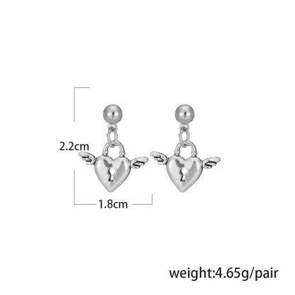 Retro Heart Plating Alloy No Inlaid Earrings