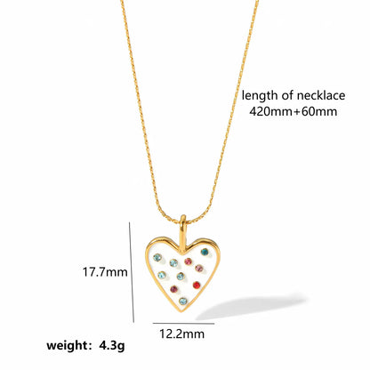 Retro Irregular Square Heart Shape Stainless Steel Polishing Plating Inlay Turquoise 18k Gold Plated Pendant Necklace