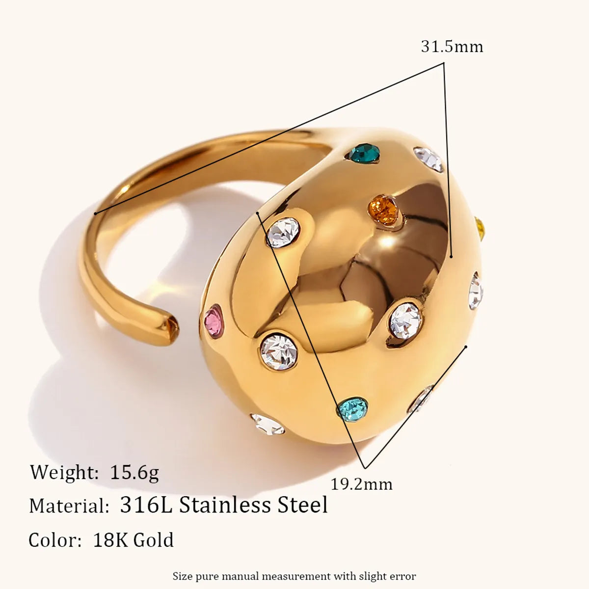 Wholesale Retro Lady Geometric Stainless Steel Plating Inlay Zircon Open Rings