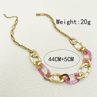 Wholesale Retro Lady Oval Stainless Steel Plating Gold Plated Necklace