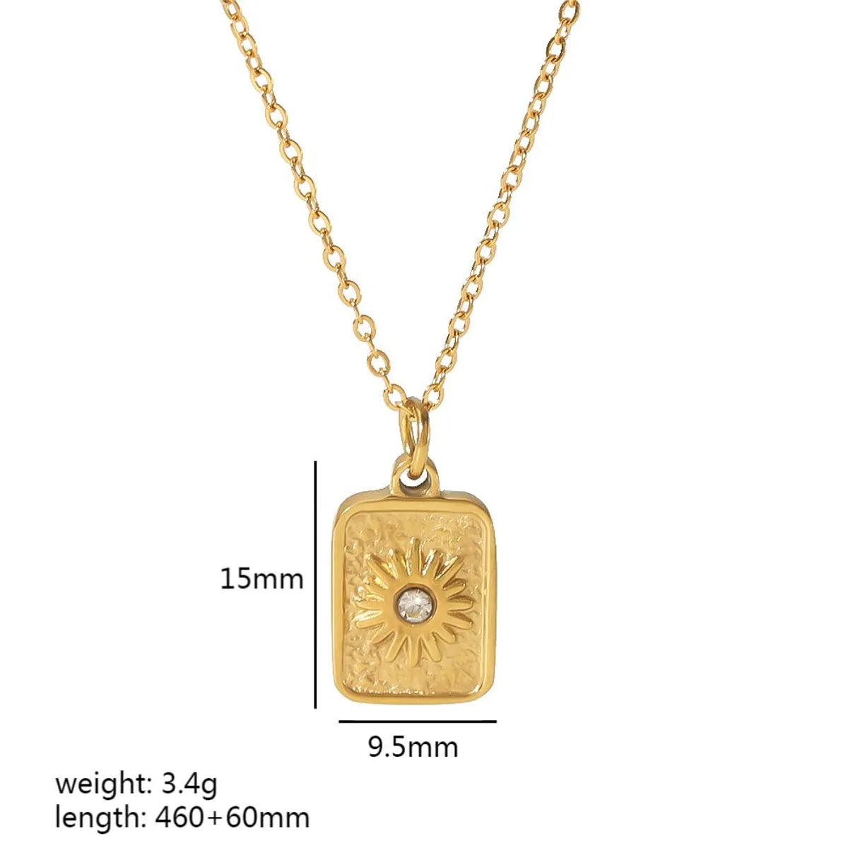 Wholesale Retro Quadrilateral Round Eye Stainless Steel Polishing Plating 18k Gold Plated Pendant Necklace